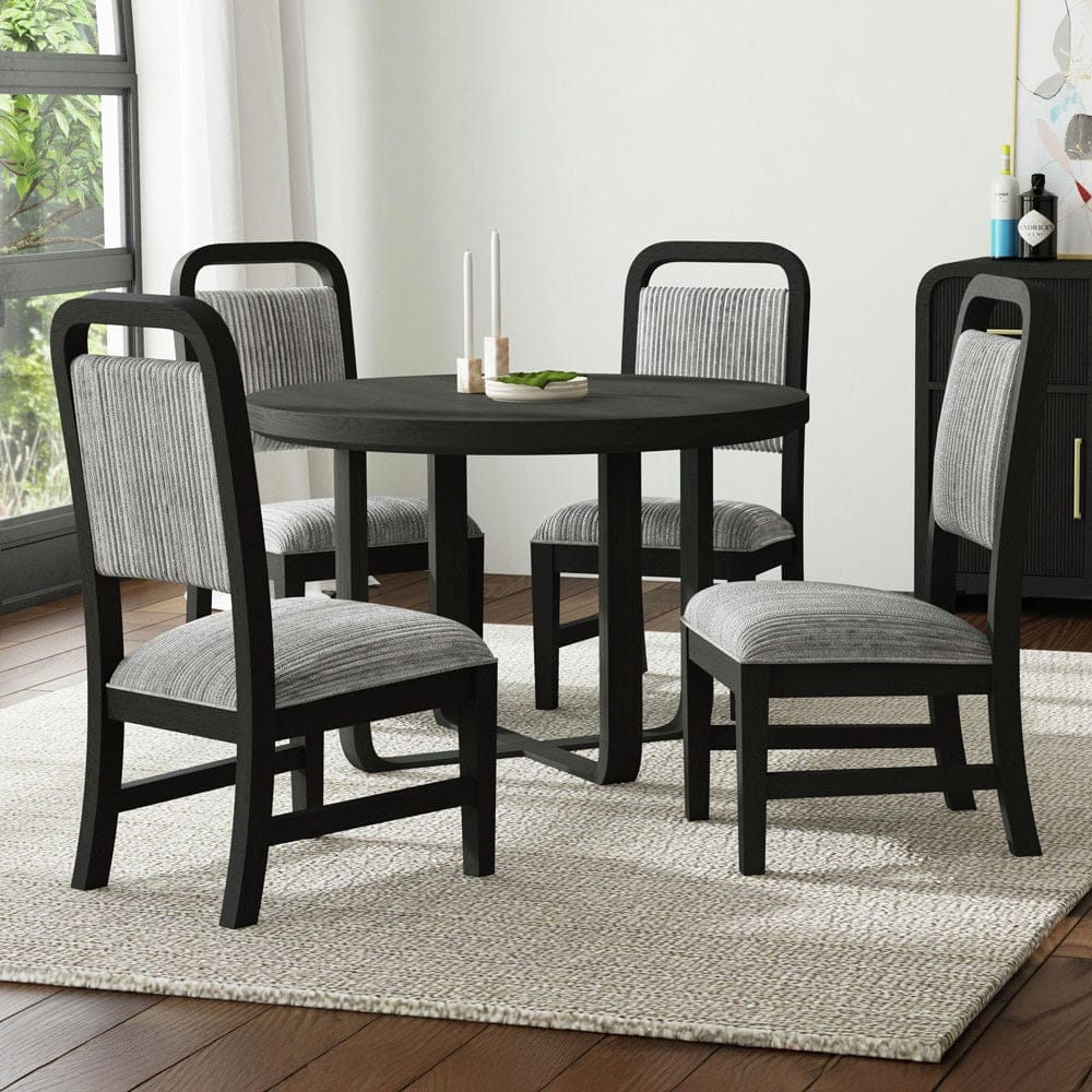 Picket House Furnishings - Woodridge  Dining Side Chair with Grey Fabric in Black with Grain (2 Per Carton) - D-14440-8W-SC view 3