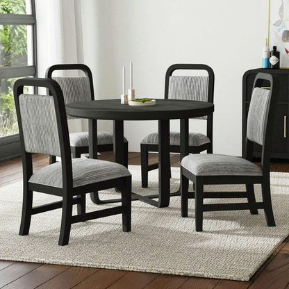 Picket House Furnishings - Woodridge  Dining Side Chair with Grey Fabric in Black with Grain (2 Per Carton) - D-14440-8W-SC view 3