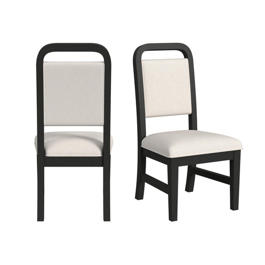 Picket House Furnishings - Woodridge  Dining Side Chair with White Fabric in Black with Grain (2 Per Carton) - D-14440-8W-SC2 view 1