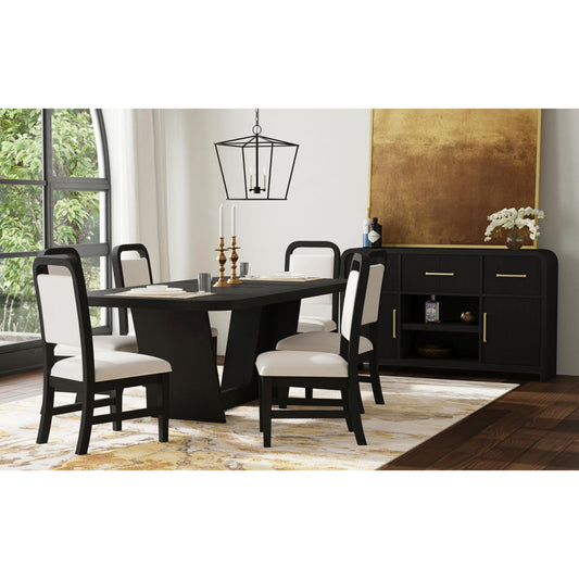Picket House Furnishings - Woodridge  Dining Side Chair with White Fabric in Black with Grain (2 Per Carton) - D-14440-8W-SC2 view 2