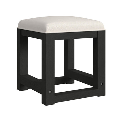 Picket House Furnishings - Woodridge Dressing Stool with White Fabric in Black with Grain - V-14440-8W-DST view 1
