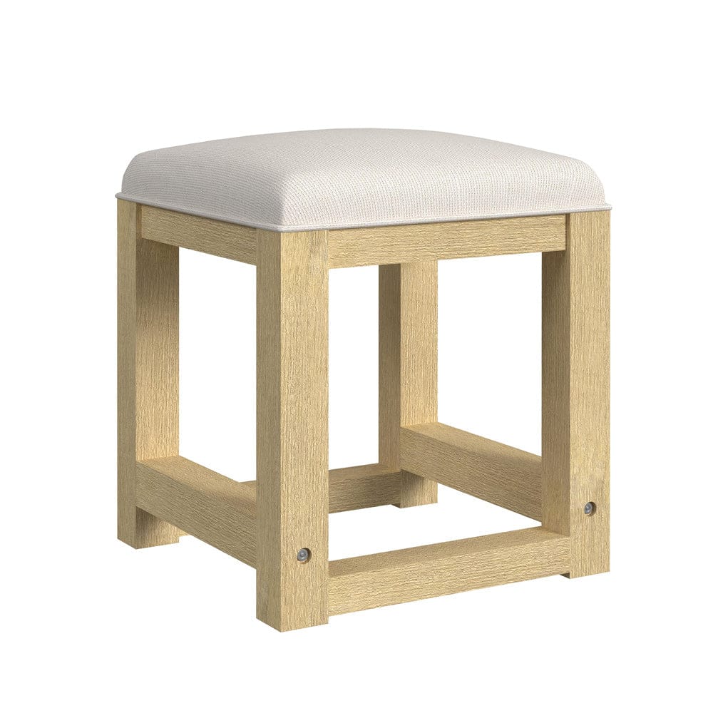 Picket House Furnishings - Woodridge Dressing Stool with White Fabric in Natural - V-14440-6-DST view 1