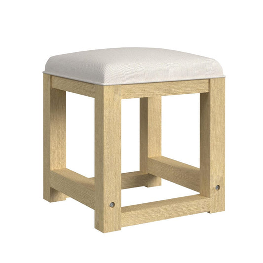 Picket House Furnishings - Woodridge Dressing Stool with White Fabric in Natural - V-14440-6-DST view 1
