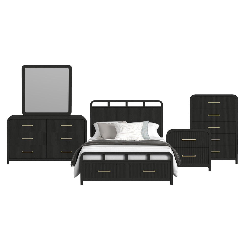 Picket House Furnishings - Woodridge Full Storage 5PC Bedroom Set in Black with Grain - B-14440-8W-FSB-5PC view 1
