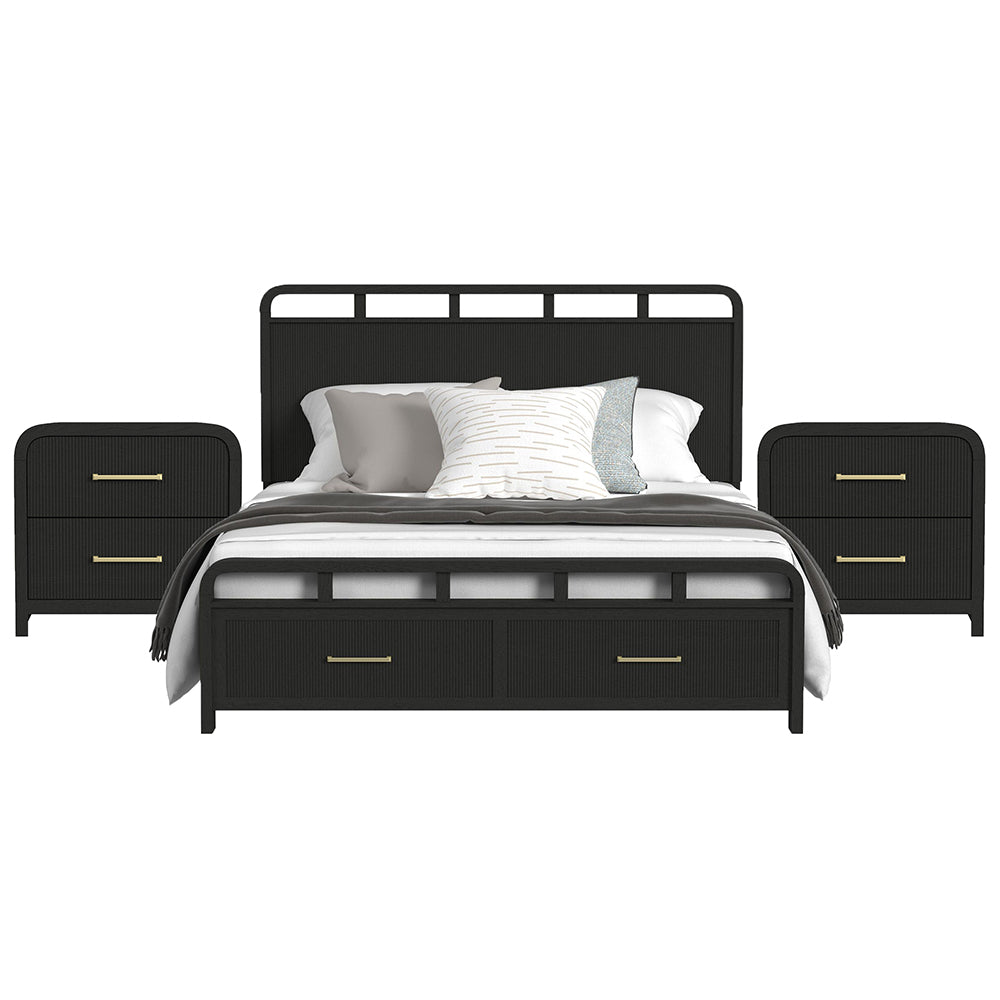 Picket House Furnishings - Woodridge King Storage 3PC Bedroom Set in Black with Grain - B-14440-8W-KSB-NS2 view 1