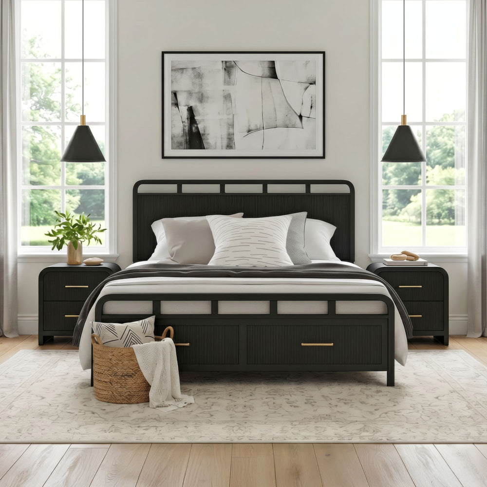 Picket House Furnishings - Woodridge King Storage 3PC Bedroom Set in Black with Grain - B-14440-8W-KSB-NS2 view 3