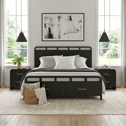 Picket House Furnishings - Woodridge King Storage 3PC Bedroom Set in Black with Grain - B-14440-8W-KSB-NS2 view 3