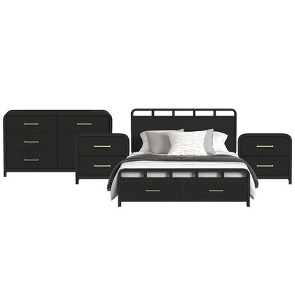 Picket House Furnishings - Woodridge King Storage 4PC Bedroom Set in Black with Grain - B-14440-8W-KSB-NSDR view 1