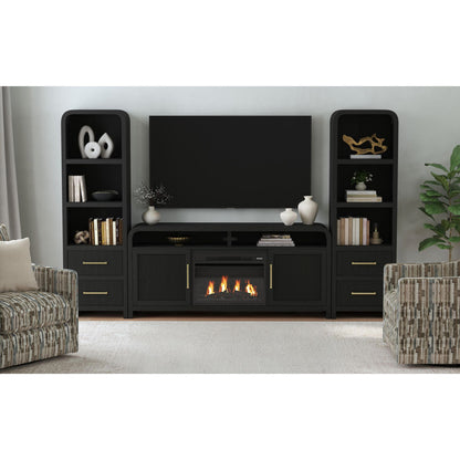 Picket House Furnishings - Woodridge KIT - 70" TV Console in Black with Grain w/23" Fireplace Insert (Ships in 2 Boxes) - LA-14440-8W-TV1FPK view 3