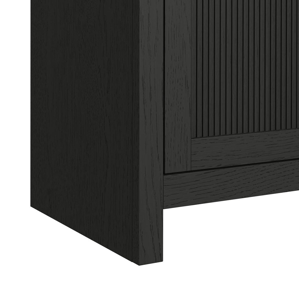 Picket House Furnishings - Woodridge KIT - 70" TV Console in Black with Grain w/23" Fireplace Insert (Ships in 2 Boxes) - LA-14440-8W-TV1FPK view 7
