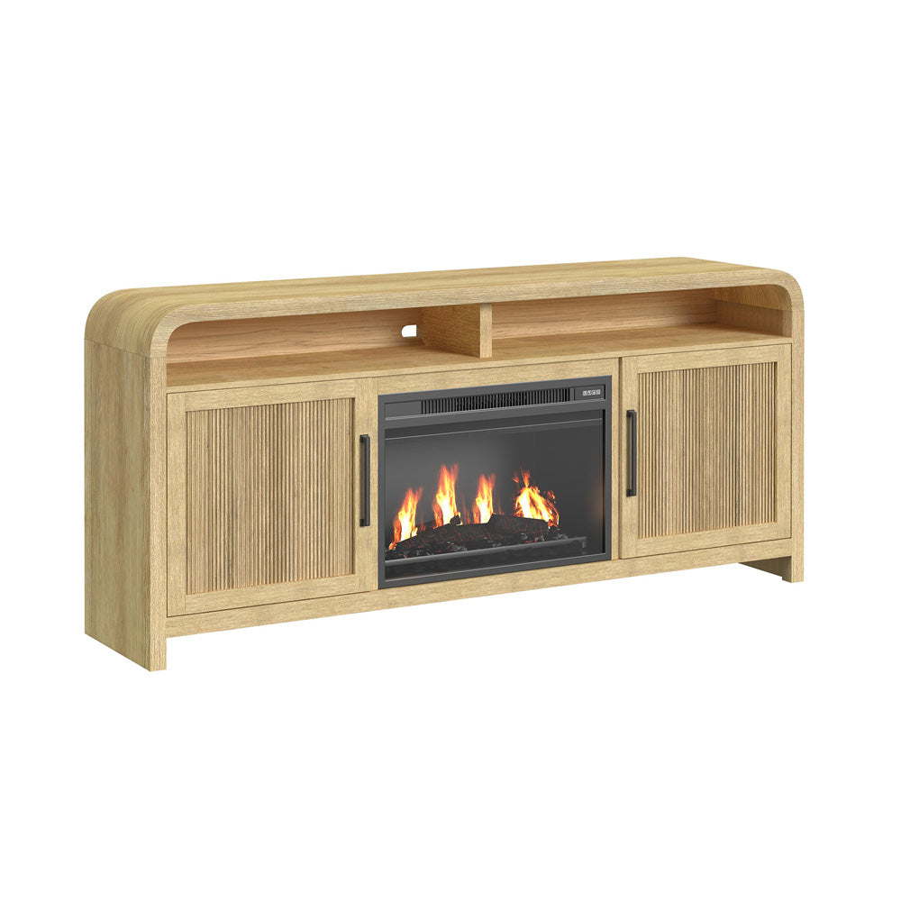 Picket House Furnishings - Woodridge KIT - 70" TV Console in Natural w/23" Fireplace Insert (Ships in 2 Boxes) - LA-14440-6-TV1FPK view 1
