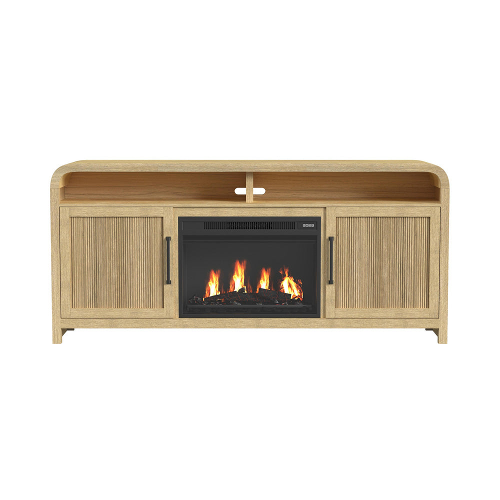 Picket House Furnishings - Woodridge KIT - 70" TV Console in Natural w/23" Fireplace Insert (Ships in 2 Boxes) - LA-14440-6-TV1FPK view 2