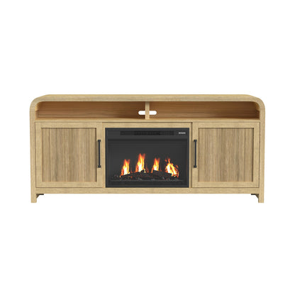 Picket House Furnishings - Woodridge KIT - 70" TV Console in Natural w/23" Fireplace Insert (Ships in 2 Boxes) - LA-14440-6-TV1FPK view 2