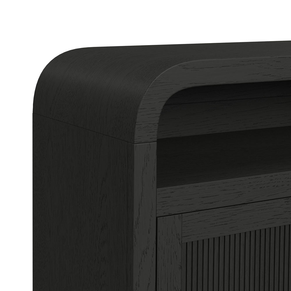 Picket House Furnishings - Woodridge KIT - 82" TV Console in Black with Grain w/23" Fireplace Insert (Ships in 2 Boxes) - LA-14440-8W-TV3FPK view 5
