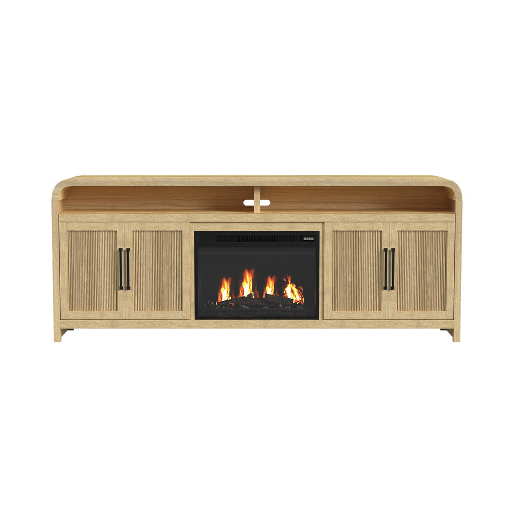 Picket House Furnishings - Woodridge KIT - 82" TV Console in Natural w/23" Fireplace Insert (Ships in 2 Boxes) - LA-14440-6-TV3FPK view 2