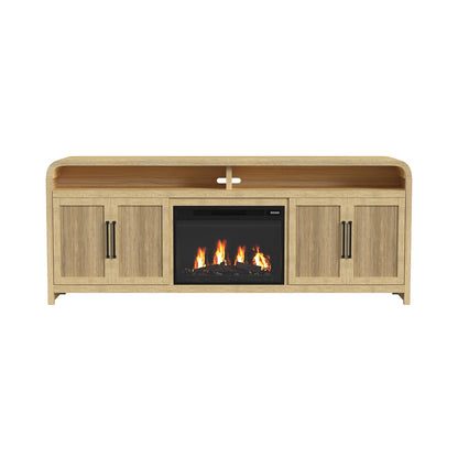 Picket House Furnishings - Woodridge KIT - 82" TV Console in Natural w/23" Fireplace Insert (Ships in 2 Boxes) - LA-14440-6-TV3FPK view 2