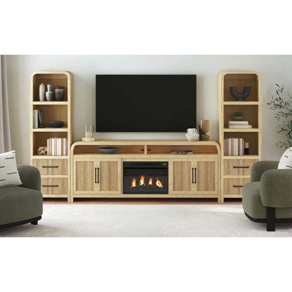 Picket House Furnishings - Woodridge KIT - 82" TV Console in Natural w/23" Fireplace Insert (Ships in 2 Boxes) - LA-14440-6-TV3FPK view 3