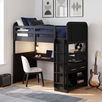 Picket House Furnishings - Woodridge Loft Complete Bunk Bed in Black with Grain - Y-14440-8W-LB view 8