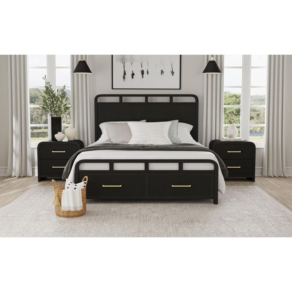 Picket House Furnishings - Woodridge Queen Storage 3PC Bedroom Set in Black with Grain - B-14440-8W-QSB-NS2 view 3