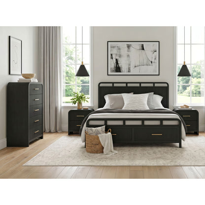 Picket House Furnishings - Woodridge Queen Storage 4PC Bedroom Set in Black with Grain - B-14440-8W-QSB-NSCH view 3