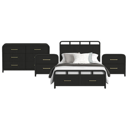 Picket House Furnishings - Woodridge Queen Storage 4PC Bedroom Set in Black with Grain - B-14440-8W-QSB-NSDR view 1