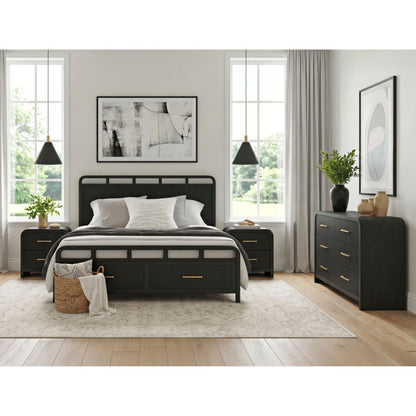 Picket House Furnishings - Woodridge Queen Storage 4PC Bedroom Set in Black with Grain - B-14440-8W-QSB-NSDR view 3