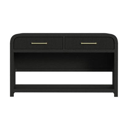 Picket House Furnishings -  Woodridge Sofa Table with Bottom Shelf in Black with Grain - T-14440-8W-ST view 2