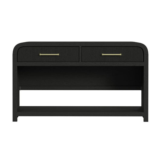 Picket House Furnishings -  Woodridge Sofa Table with Bottom Shelf in Black with Grain - T-14440-8W-ST view 2