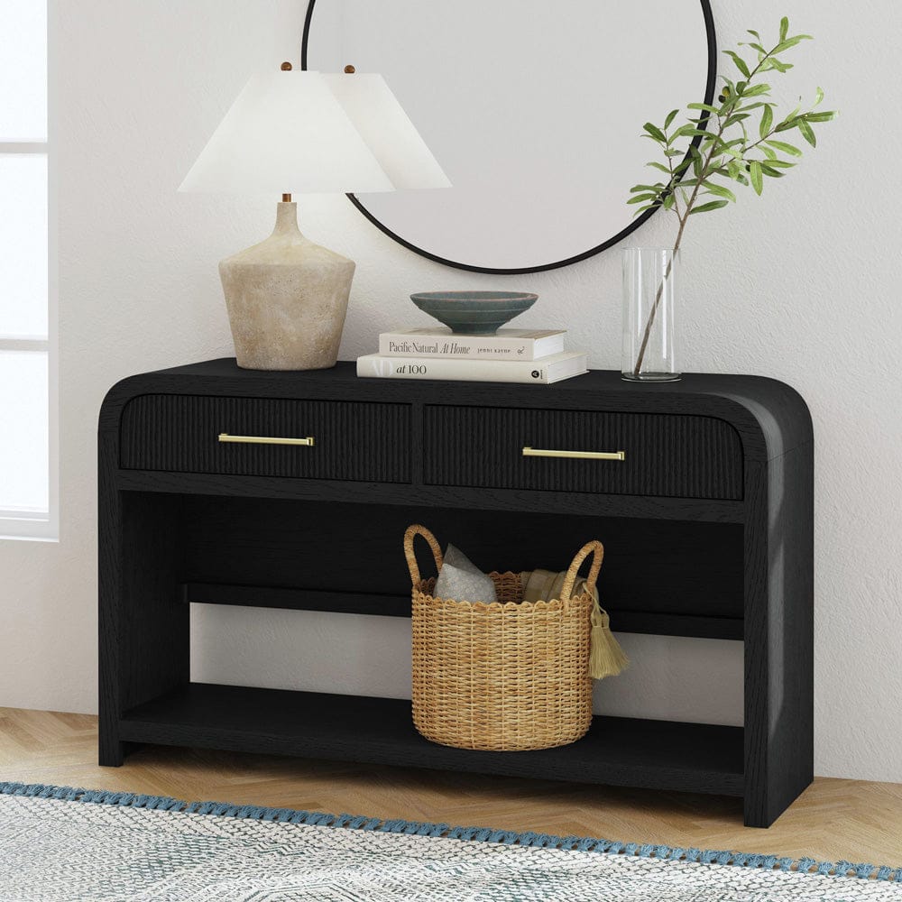 Picket House Furnishings -  Woodridge Sofa Table with Bottom Shelf in Black with Grain - T-14440-8W-ST view 3