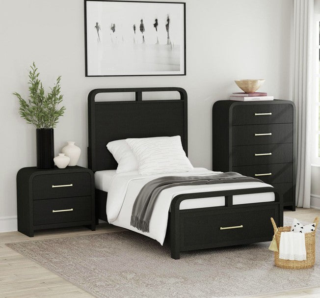 Picket House Furnishings - Woodridge  Twin Storage 3PC Bedroom Set in Black with Grain - B-14440-8W-TSB-3PC view 1