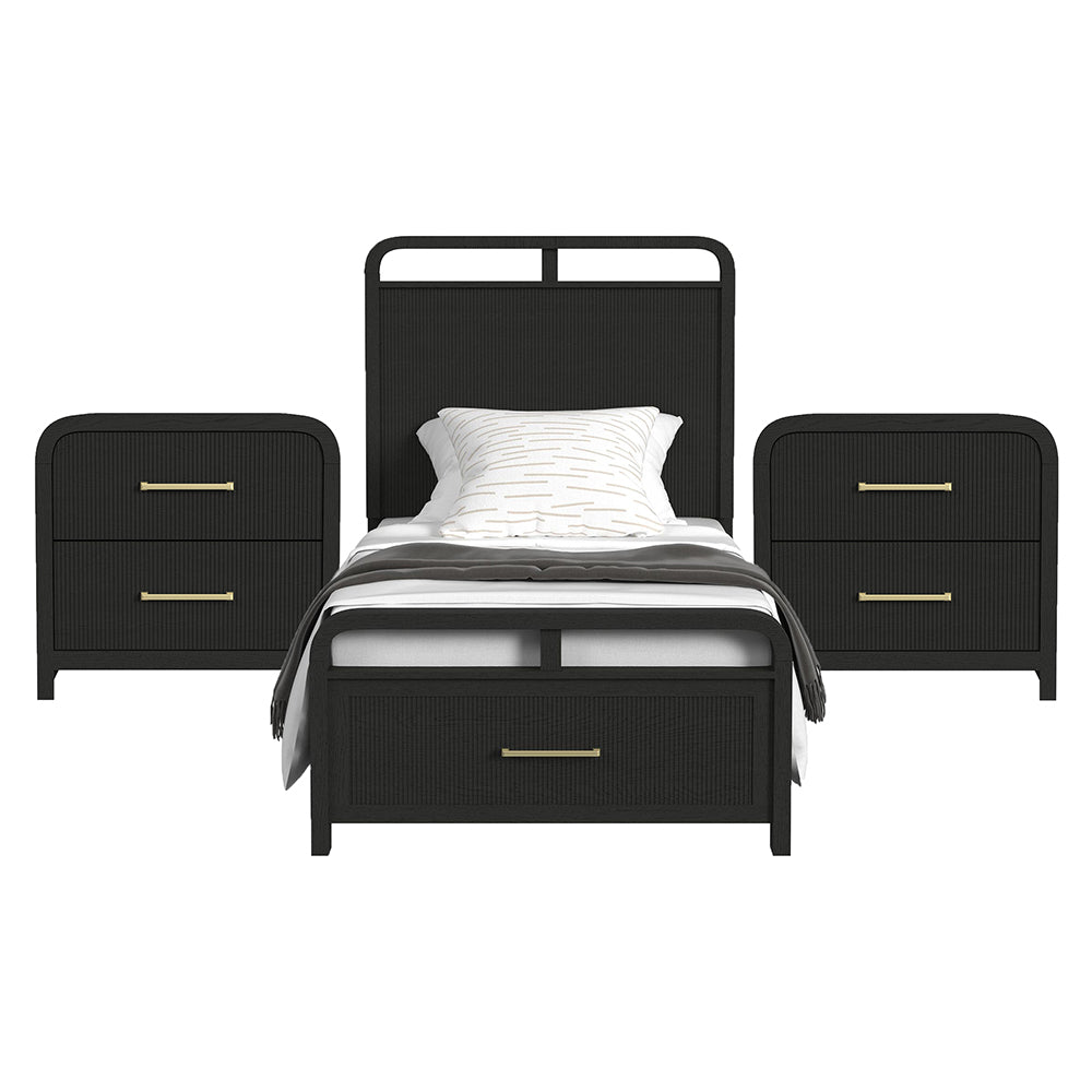Picket House Furnishings - Woodridge Twin Storage 3PC Bedroom Set in Black with Grain - B-14440-8W-TSB-NS2 view 1