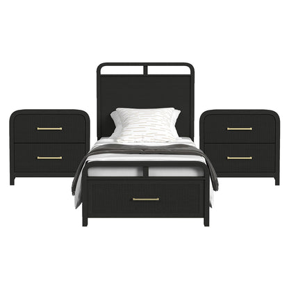 Picket House Furnishings - Woodridge Twin Storage 3PC Bedroom Set in Black with Grain - B-14440-8W-TSB-NS2 view 1