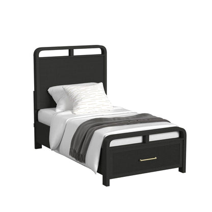Picket House Furnishings - Woodridge Twin Storage Bed in Black with Grain - B-14440-8W-TSB view 1