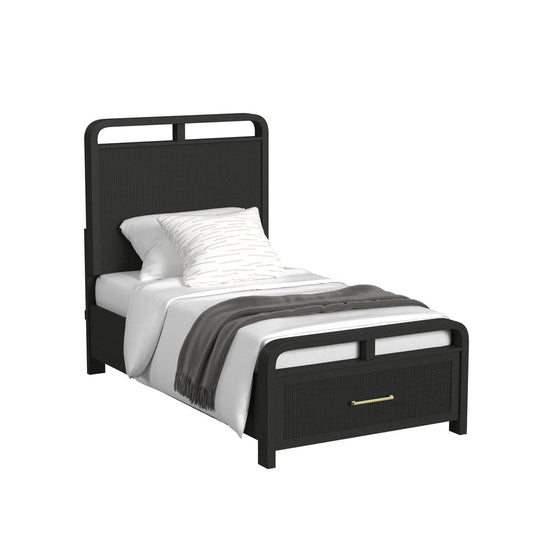 Picket House Furnishings - Woodridge Twin Storage Bed in Black with Grain - B-14440-8W-TSB view 1
