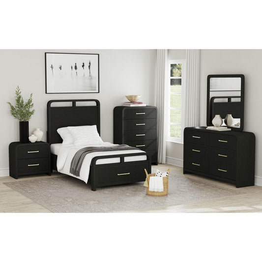 Picket House Furnishings - Woodridge Twin Storage Bed in Black with Grain - B-14440-8W-TSB view 2