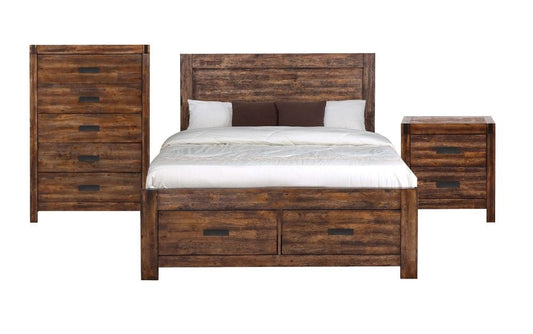 Picket House Furnishings - Wren King 3PC Platform Storage Bedroom Set In Chestnut - WN100KSB3PC veiw 1