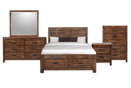 Picket House Furnishings - Wren King 5PC Platform Storage Bedroom Set In Chestnut - WN100KSB5PC veiw 1