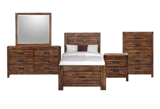 Picket House Furnishings - Wren Twin 5PC Platform Storage Bedroom Set In Chestnut - WN100TSB5PC veiw 1