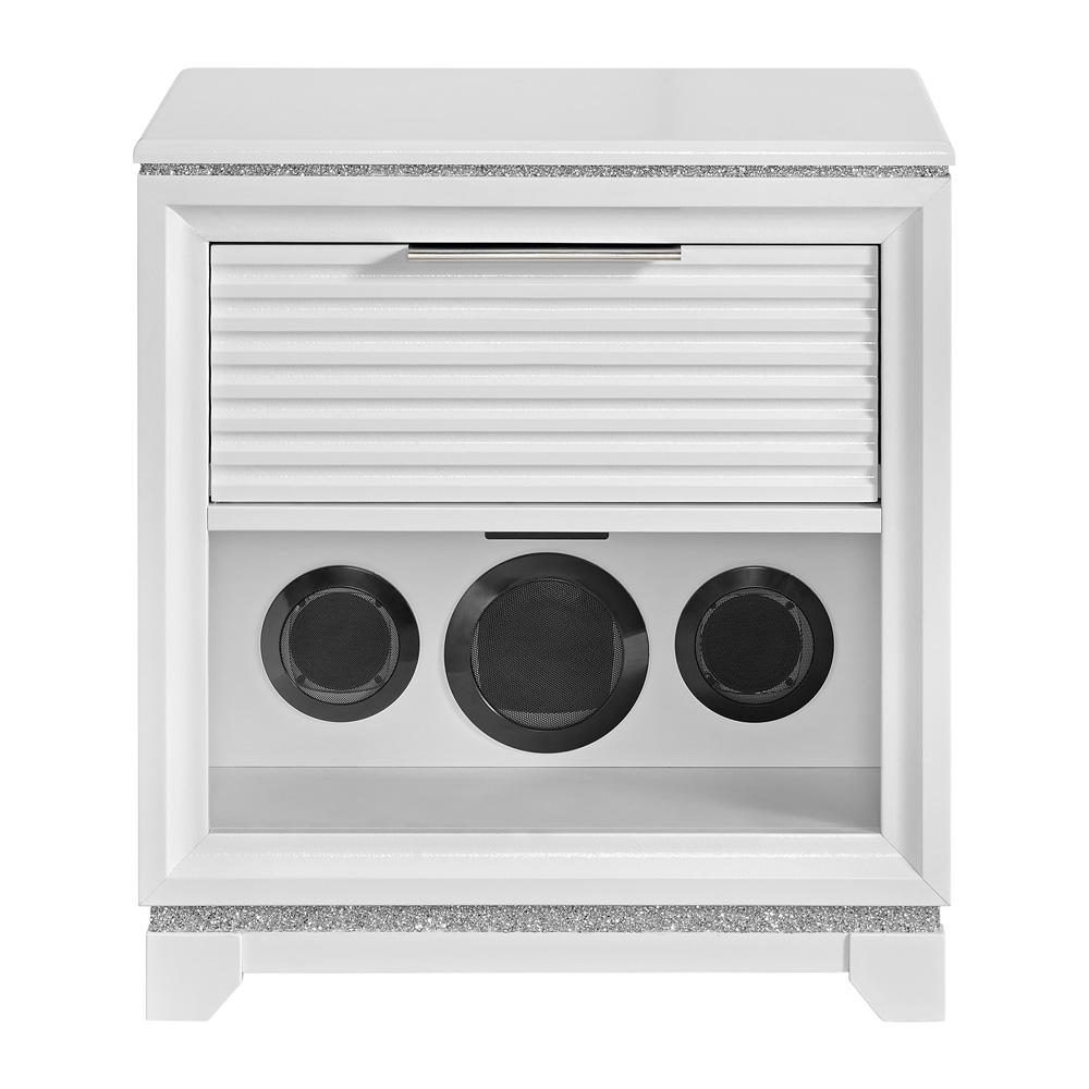 Picket House Furnishings - Xena 1-Drawer Nightstand with Speaker and USB in White - B-14260-7-NS1 veiw 2