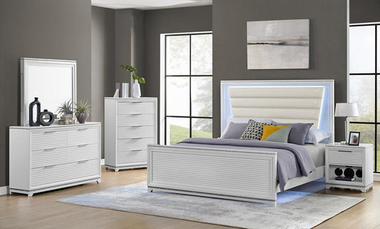 Picket House Furnishings - Xena Full UPH Bed with Lights in White - B-14260-7-FUB veiw 2