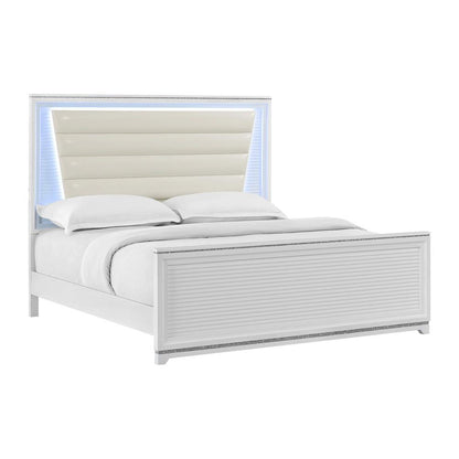 Picket House Furnishings - Xena King UPH Bed with Lights in White - B-14260-7-KUB veiw 1