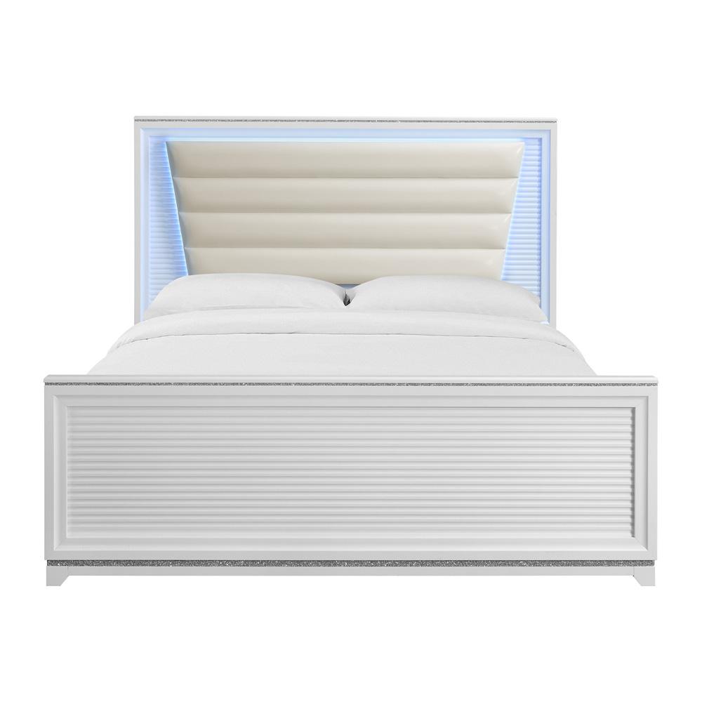 Picket House Furnishings - Xena King UPH Bed with Lights in White - B-14260-7-KUB veiw 2