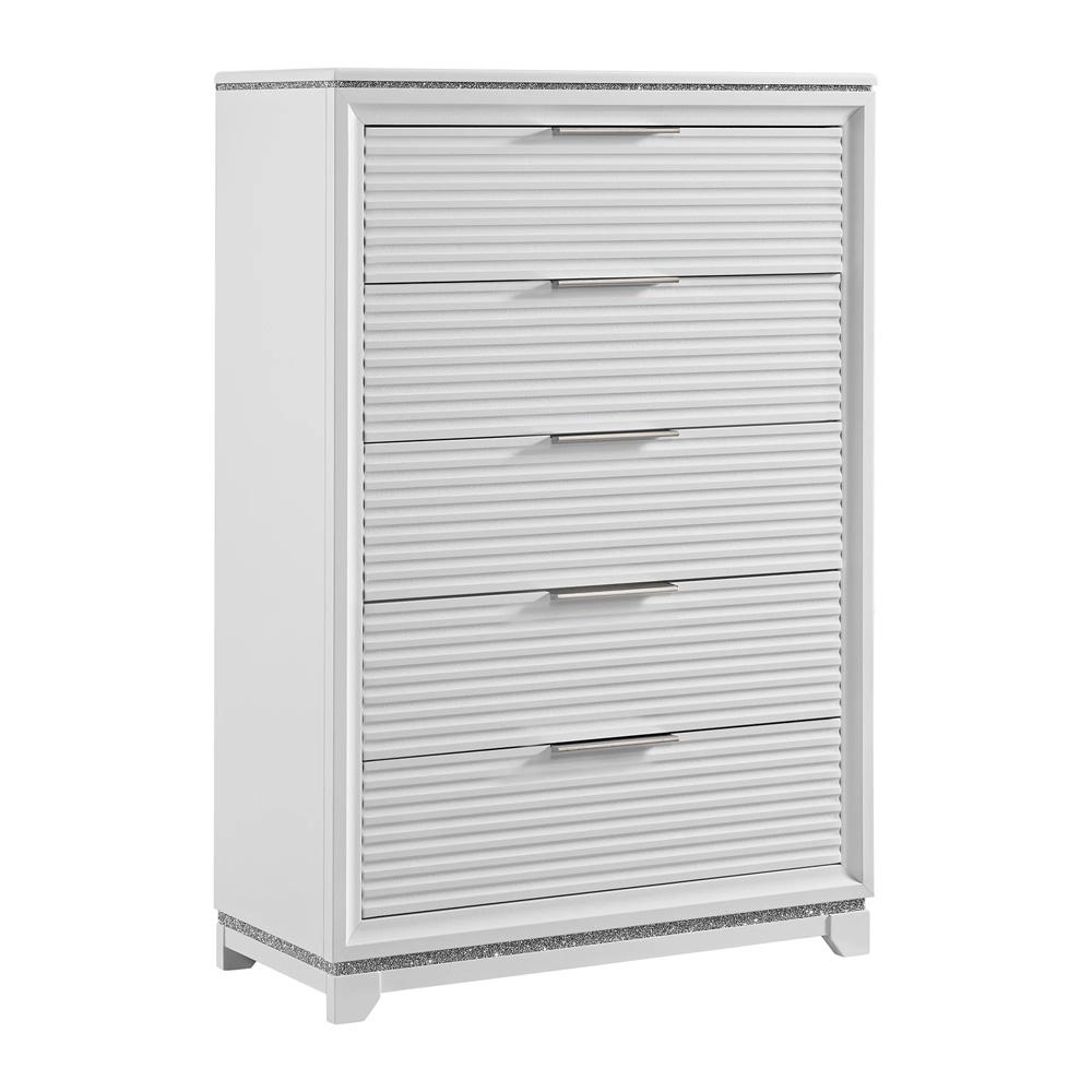 Picket House Furnishings - Xena Queen UPH 3PC Bedroom Set with Lights in White - B-14260-7-QUB-3PC veiw 3