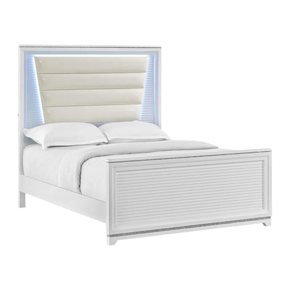 Picket House Furnishings - Xena Queen UPH Bed with Lights in White - B-14260-7-QUB veiw 1