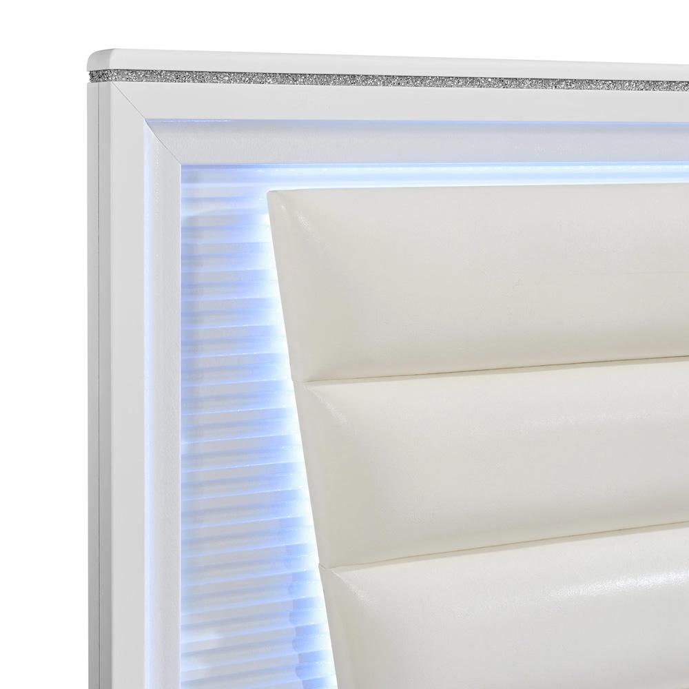 Picket House Furnishings - Xena Queen UPH Bed with Lights in White - B-14260-7-QUB veiw 3