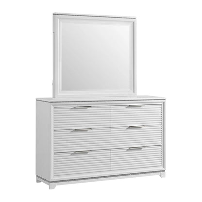 Picket House Furnishings - Xena Twin UPH 5PC Bedroom Set with Lights in White - B-14260-7-TUB-5PC veiw 3