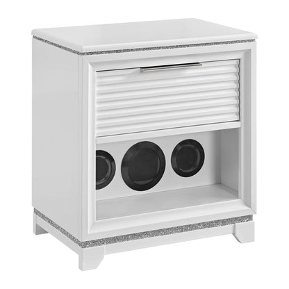 Picket House Furnishings - Xena Twin UPH 5PC Bedroom Set with Lights in White - B-14260-7-TUB-5PC veiw 5