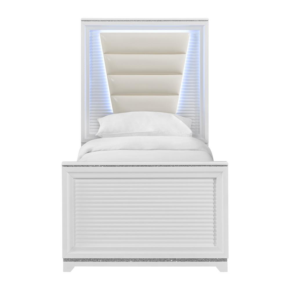 Picket House Furnishings - Xena Twin UPH Bed with Lights in White - B-14260-7-TUB veiw 2