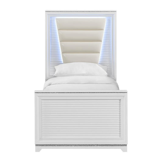 Picket House Furnishings - Xena Twin UPH Bed with Lights in White - B-14260-7-TUB veiw 2