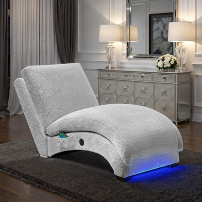 Picket House Furnishings - York Chaise with Heat Massage, USBC, LED in Glam Fog - U-11260-12090-110M view 3
